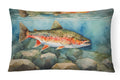 Brook Trout Decorative Throw Pillow 12x16 Indoor Outdoor Accent Cushion, Fabric Cover with Insert for Sofa, Bed, Porch & Living Room