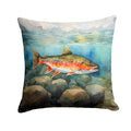 Brook Trout Decorative Throw Pillow 18x18 Indoor Outdoor Accent Cushion, Fabric Cover with Insert for Sofa, Bed, Porch & Living Room