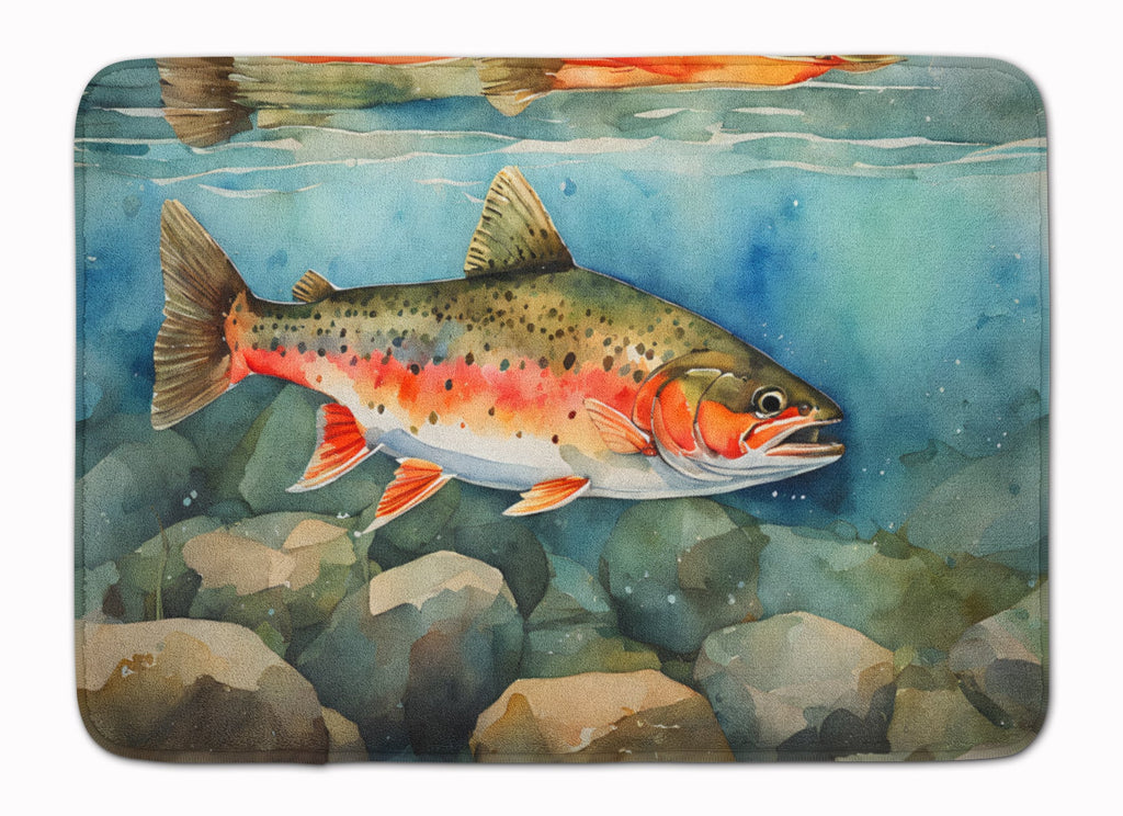 Brook Trout Memory Foam Kitchen Mat Machine Washable Anti-Fatigue Cushion Comfort Bath or Kitchen Rug