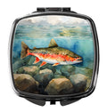 Brook Trout Compact Mirror Decorative Travel Makeup Mirror for Women Girls Gifts Pocket Makeup Mirror Folding Handheld