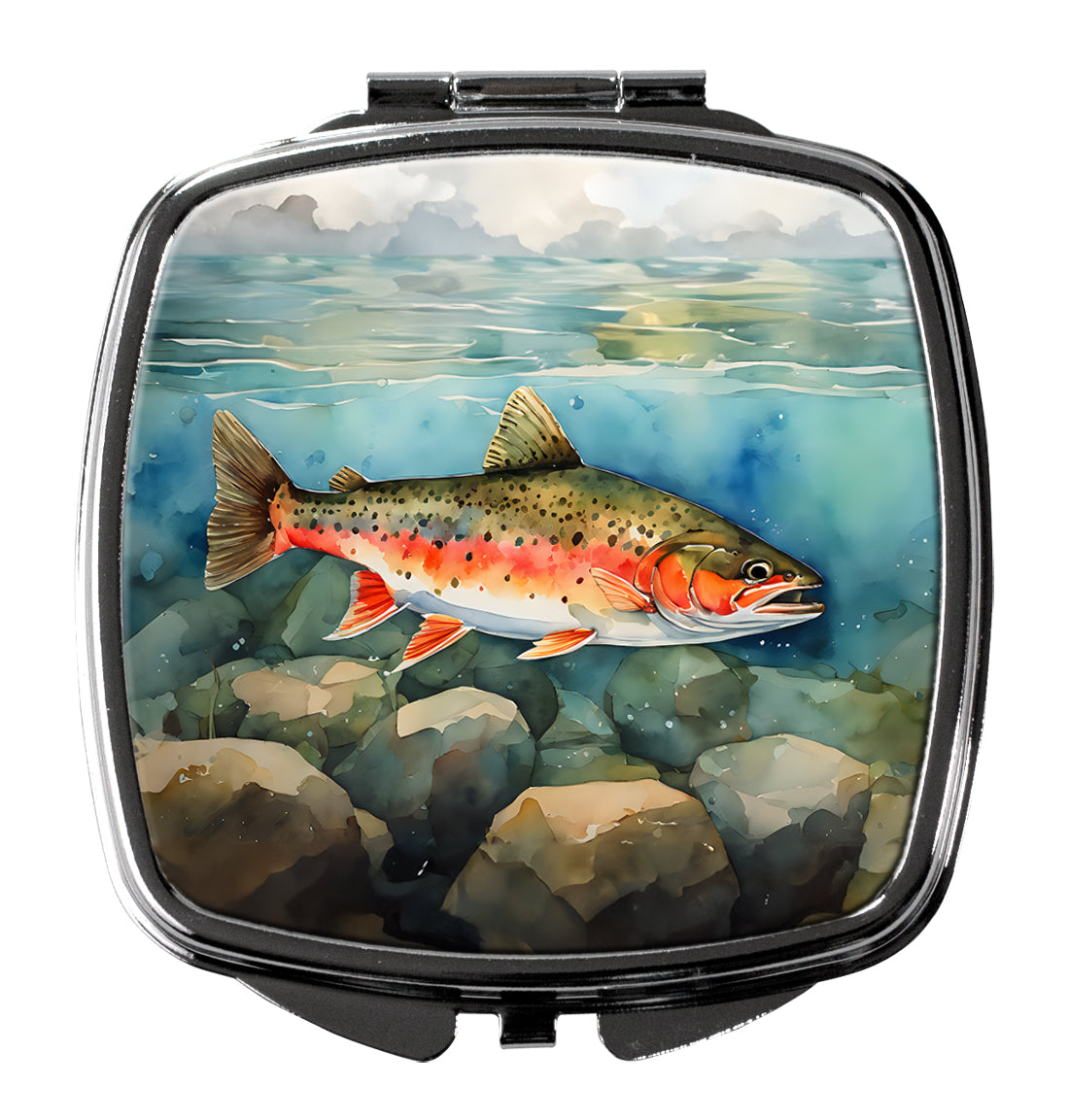 Brook Trout Compact Mirror Decorative Travel Makeup Mirror for Women Girls Gifts Pocket Makeup Mirror Folding Handheld