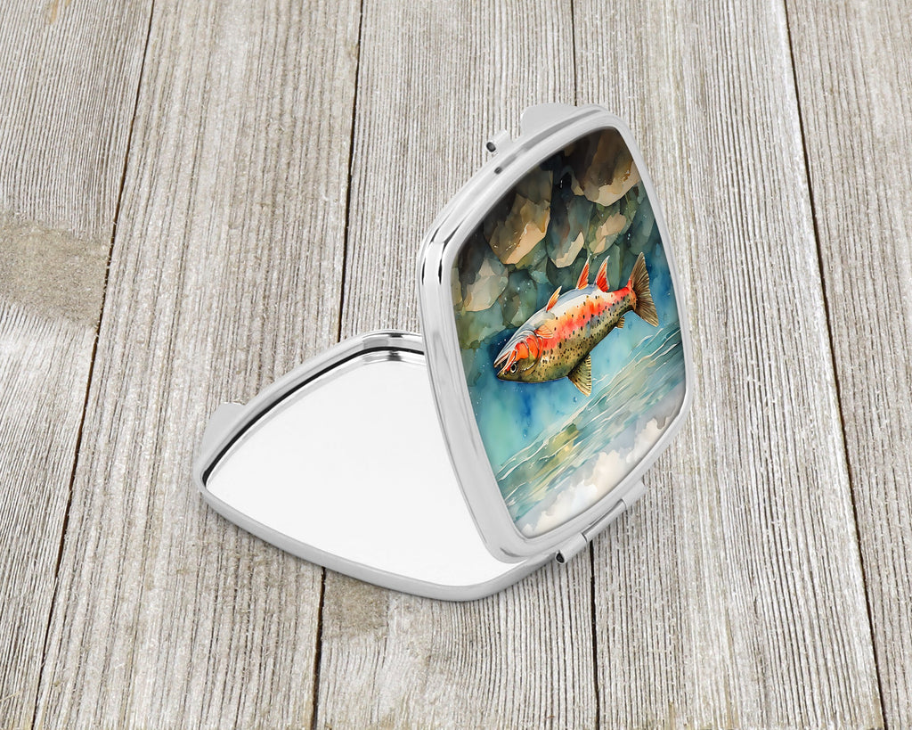Brook Trout Compact Mirror Decorative Travel Makeup Mirror for Women Girls Gifts Pocket Makeup Mirror Folding Handheld