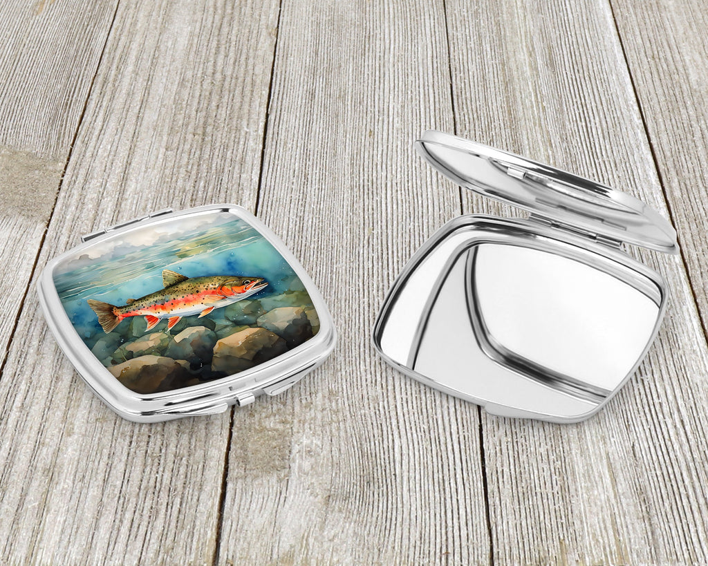 Brook Trout Compact Mirror Decorative Travel Makeup Mirror for Women Girls Gifts Pocket Makeup Mirror Folding Handheld