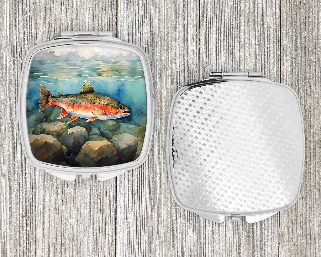 Brook Trout Compact Mirror Decorative Travel Makeup Mirror for Women Girls Gifts Pocket Makeup Mirror Folding Handheld