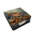 Brook Trout PU Leather Note Paper Holder with Artist-Designed Cover, Desk Accessory, Office Gift