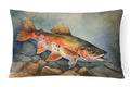 Brook Trout Decorative Throw Pillow 12x16 Indoor Outdoor Accent Cushion, Fabric Cover with Insert for Sofa, Bed, Porch & Living Room