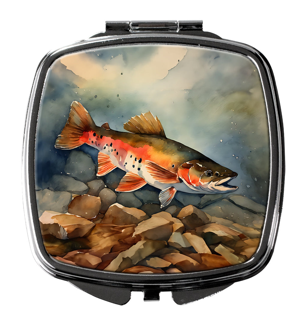 Brook Trout Compact Mirror Decorative Travel Makeup Mirror for Women Girls Gifts Pocket Makeup Mirror Folding Handheld