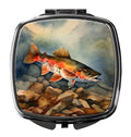 Brook Trout Compact Mirror Decorative Travel Makeup Mirror for Women Girls Gifts Pocket Makeup Mirror Folding Handheld