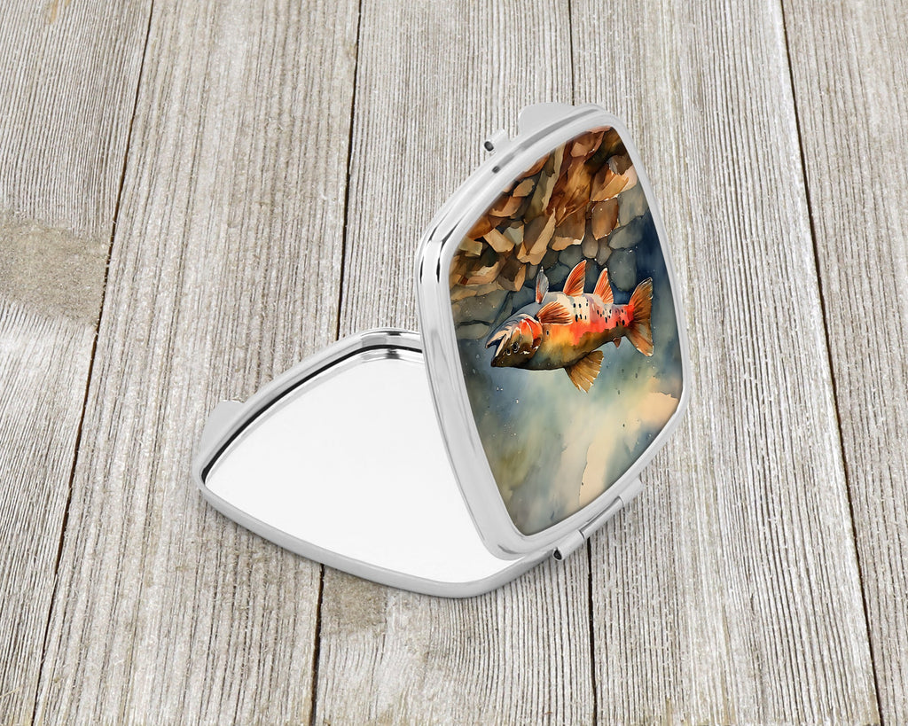 Brook Trout Compact Mirror Decorative Travel Makeup Mirror for Women Girls Gifts Pocket Makeup Mirror Folding Handheld