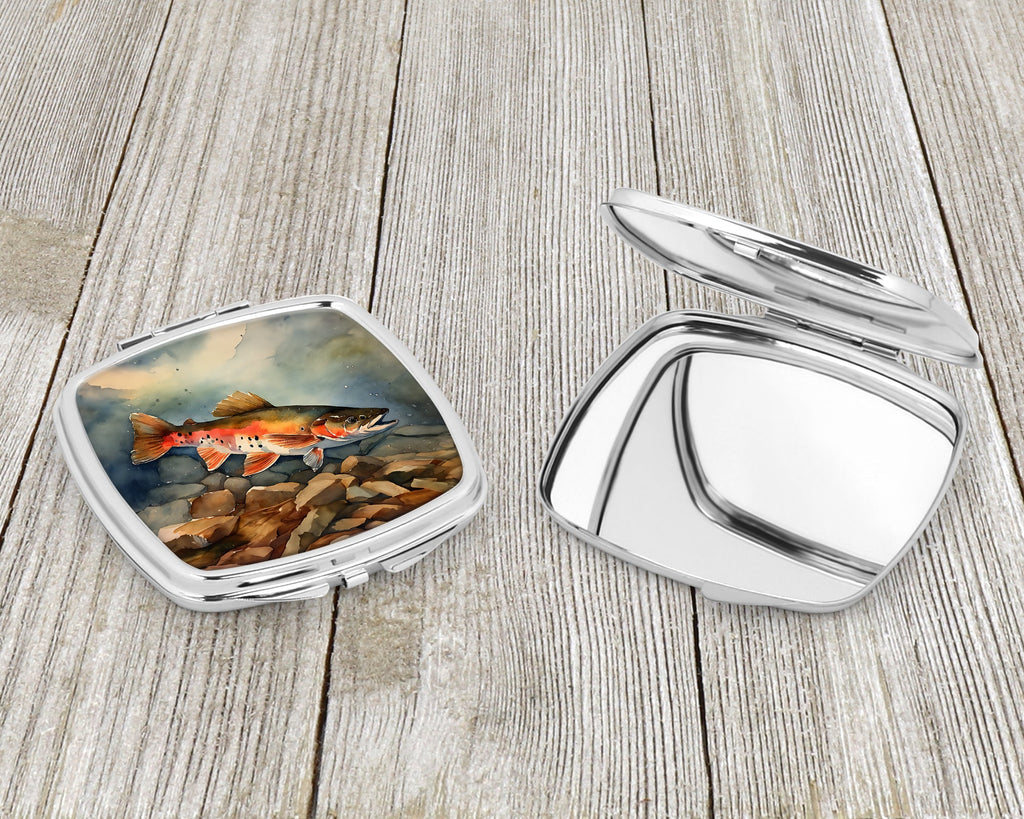 Brook Trout Compact Mirror Decorative Travel Makeup Mirror for Women Girls Gifts Pocket Makeup Mirror Folding Handheld