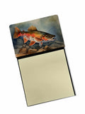 Brook Trout Watercolor Sticky Note Holder Refillable Dispenser Desk Accessory 3x3 Pad Gift