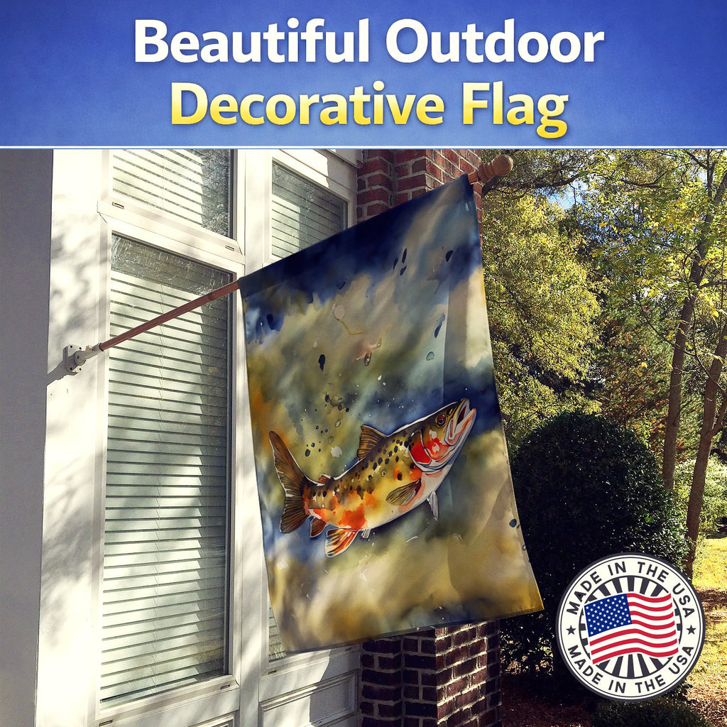 Brook Trout House Flag 28x40 Porch Sleeve Pole Decorative Outside Yard Banner Artwork Wall Hanging, Polyester
