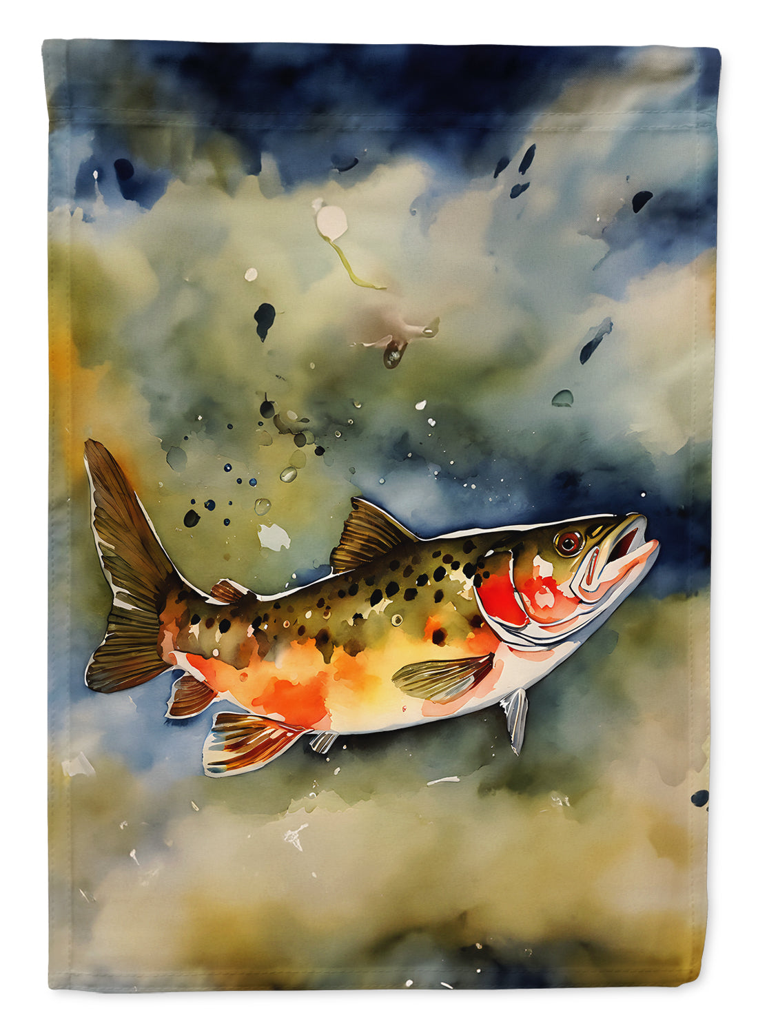 Brook Trout House Flag 28x40 Porch Sleeve Pole Decorative Outside Yard Banner Artwork Wall Hanging, Polyester