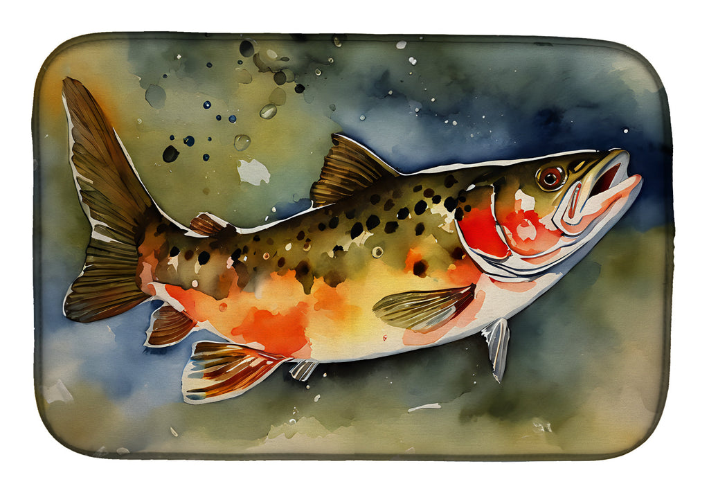 Brook Trout Dish Drying Mat Absorbent Dish Drying Mat Pad for Kitchen Counter Dish Drainer Mat for Countertop, 14 x 21", Multicolor