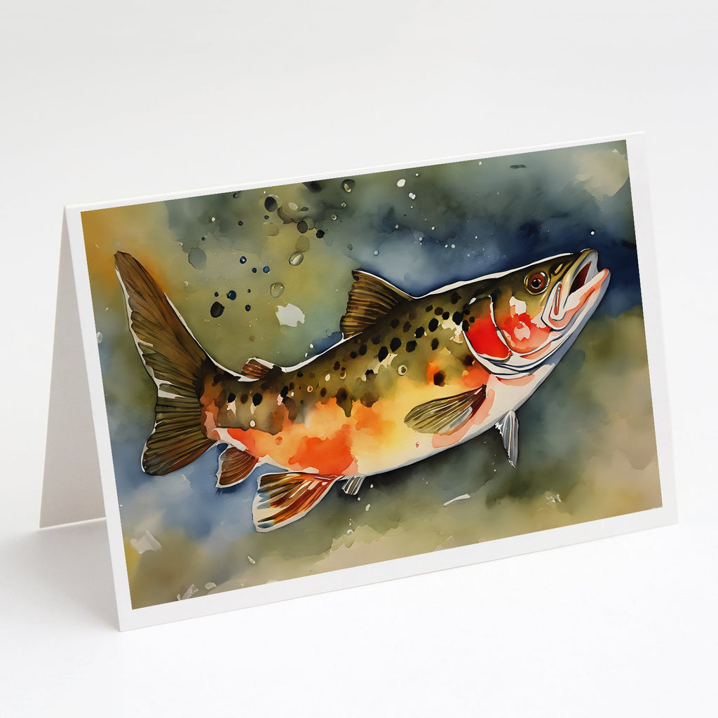 Brook Trout Greeting Cards Pack of 8 Blank Cards with Envelopes Whimsical A7 Size 5x7