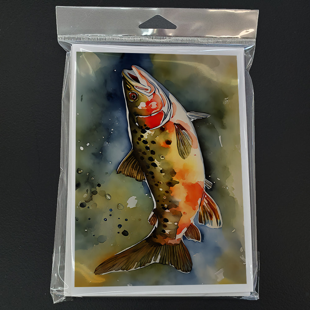 Brook Trout Greeting Cards Pack of 8 Blank Cards with Envelopes Whimsical A7 Size 5x7
