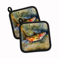 Brook Trout Pot Holder Set of 2 Heat Resistant Quilted Hot Pads 7.5 x 7.5 Inch, Insulated Kitchen Trivets for Cooking & Baking