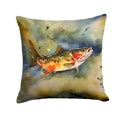 Brook Trout Decorative Throw Pillow 18x18 Indoor Outdoor Accent Cushion, Fabric Cover with Insert for Sofa, Bed, Porch & Living Room