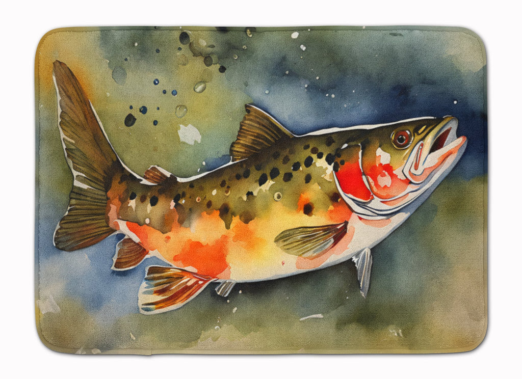 Brook Trout Memory Foam Kitchen Mat Machine Washable Anti-Fatigue Cushion Comfort Bath or Kitchen Rug