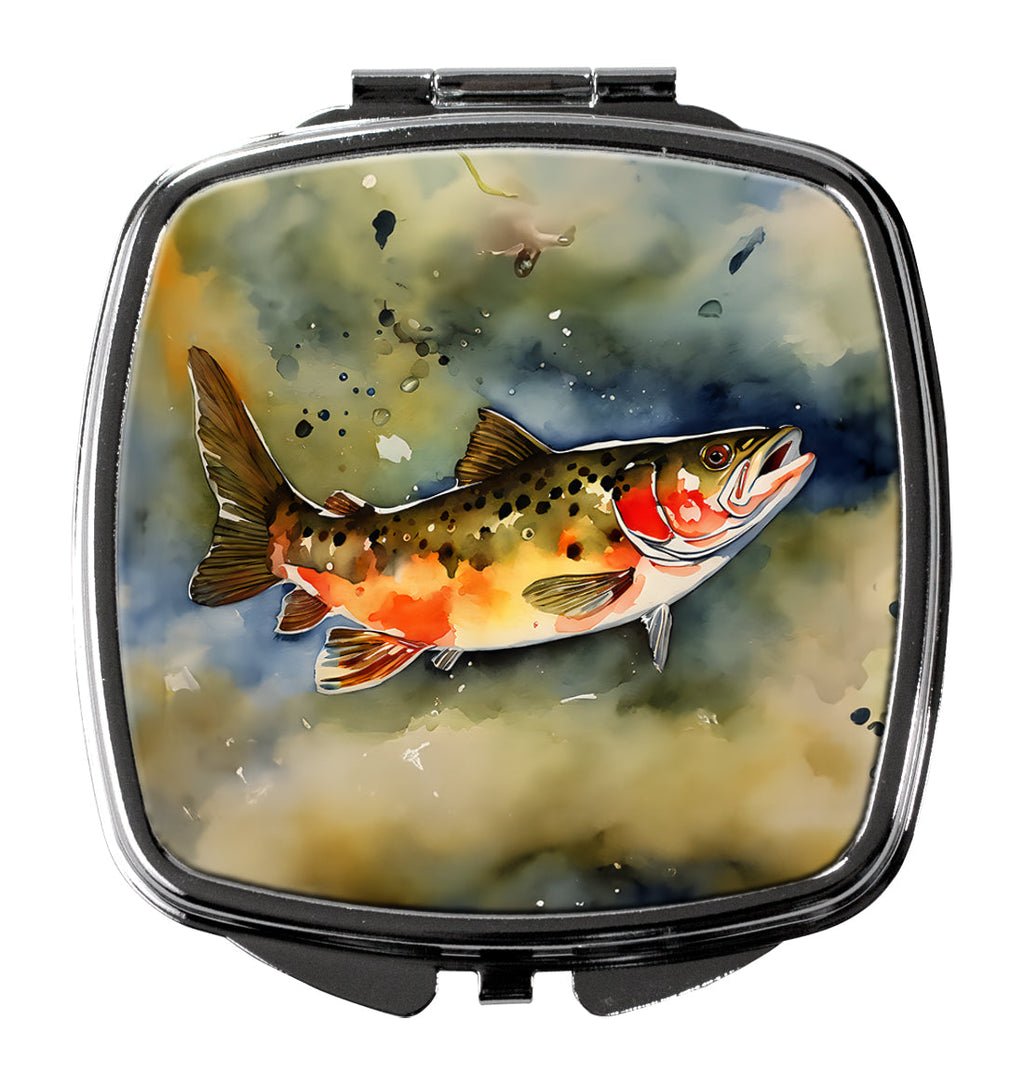 Brook Trout Compact Mirror Decorative Travel Makeup Mirror for Women Girls Gifts Pocket Makeup Mirror Folding Handheld