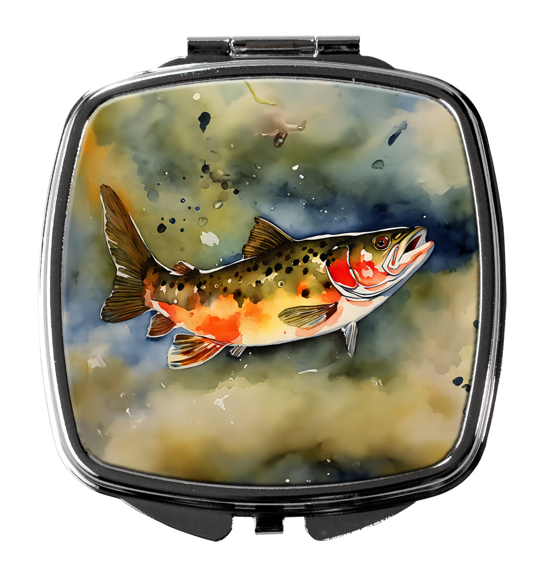 Brook Trout Compact Mirror Decorative Travel Makeup Mirror for Women Girls Gifts Pocket Makeup Mirror Folding Handheld