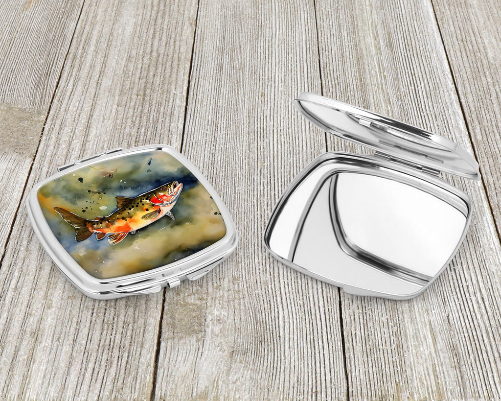Brook Trout Compact Mirror Decorative Travel Makeup Mirror for Women Girls Gifts Pocket Makeup Mirror Folding Handheld