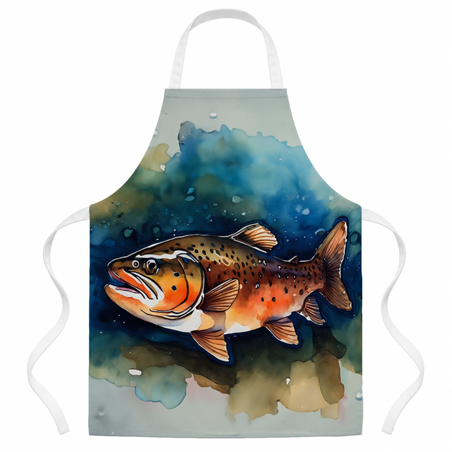 Brown Trout Apron Cooking Kitchen Server Baking Crafts Gardening for Adult Women Men, Unisex, Large, Multicolor