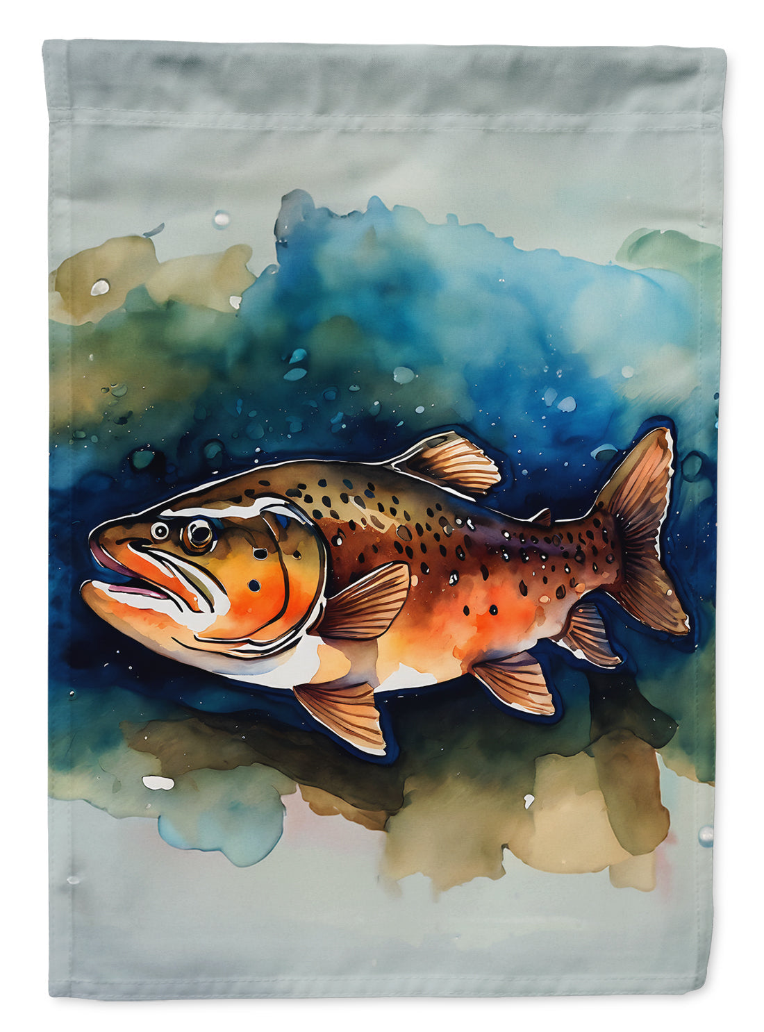 Brown Trout House Flag 28x40 Porch Sleeve Pole Decorative Outside Yard Banner Artwork Wall Hanging, Polyester