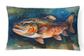Brown Trout Decorative Throw Pillow 12x16 Indoor Outdoor Accent Cushion, Fabric Cover with Insert for Sofa, Bed, Porch & Living Room
