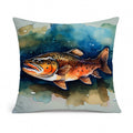 Brown Trout Decorative Throw Pillow 14x14 Indoor Outdoor Accent Cushion, Fabric Cover with Insert for Sofa, Bed, Porch & Living Room
