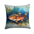 Brown Trout Decorative Throw Pillow 18x18 Indoor Outdoor Accent Cushion, Fabric Cover with Insert for Sofa, Bed, Porch & Living Room