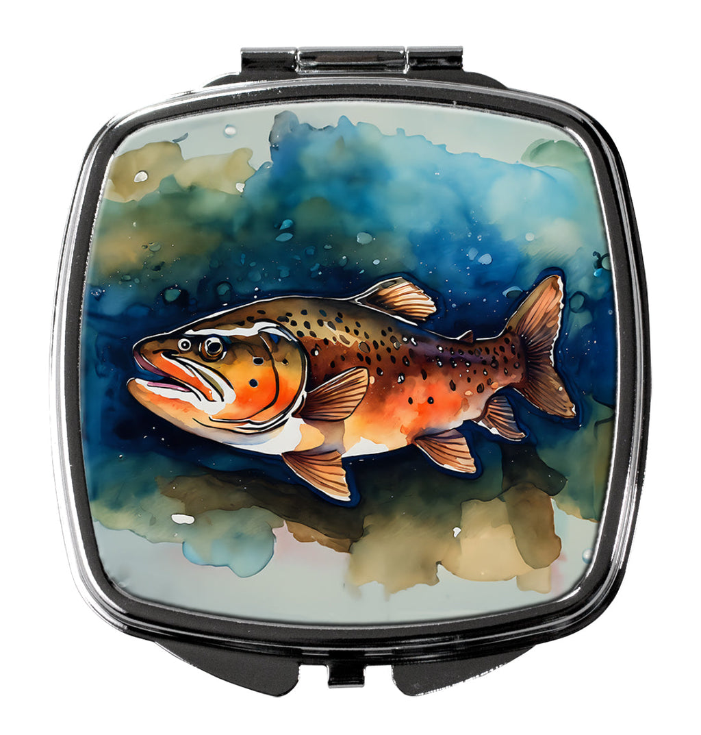 Brown Trout Compact Mirror Decorative Travel Makeup Mirror for Women Girls Gifts Pocket Makeup Mirror Folding Handheld