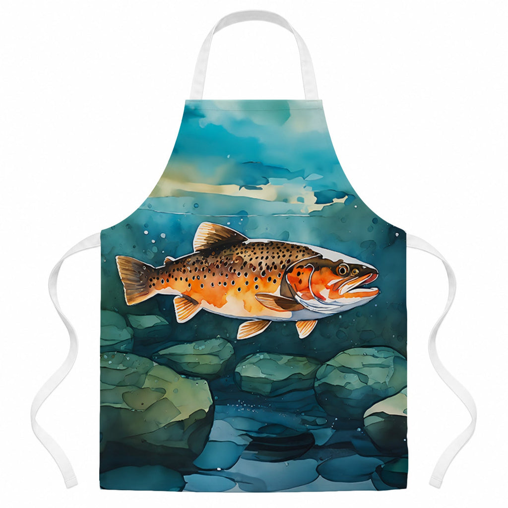 Brown Trout Apron Cooking Kitchen Server Baking Crafts Gardening for Adult Women Men, Unisex, Large, Multicolor