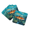 Brown Trout Foam Coasters Set of 4 Cup Coasters for Indoor Outdoor, Tabletop Protection, Anti Slip, Mouse pad Material
