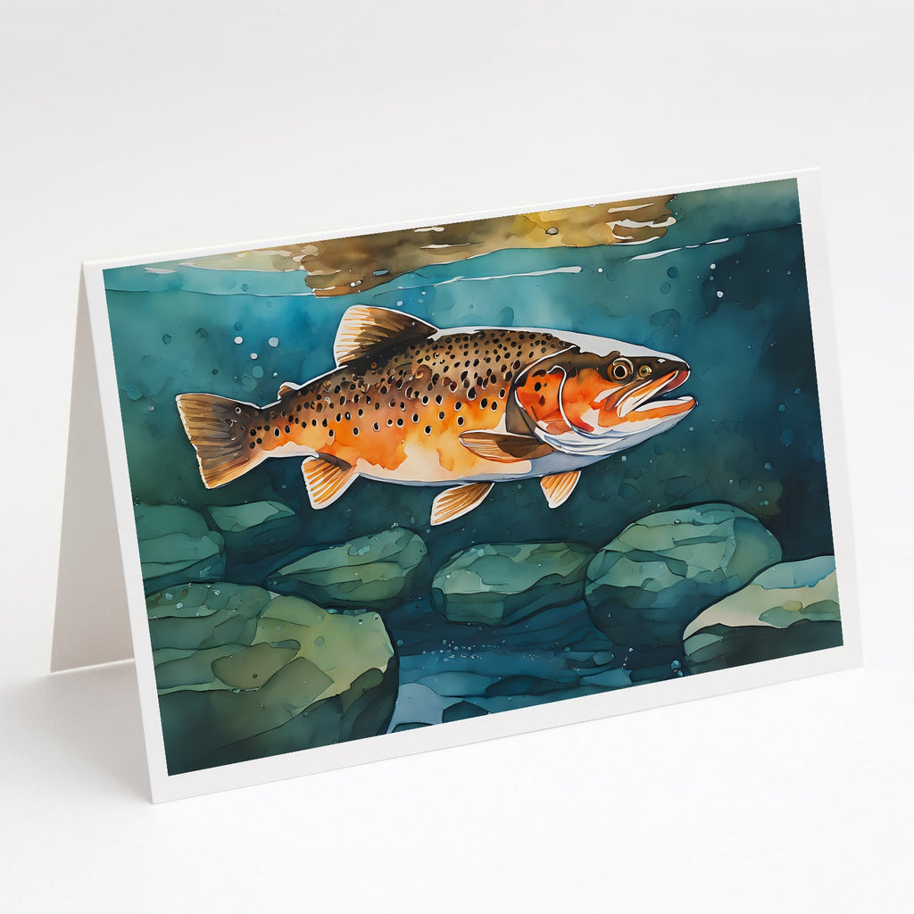Brown Trout Greeting Cards Pack of 8 Blank Cards with Envelopes Whimsical A7 Size 5x7
