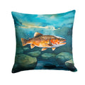 Brown Trout Decorative Throw Pillow 18x18 Indoor Outdoor Accent Cushion, Fabric Cover with Insert for Sofa, Bed, Porch & Living Room
