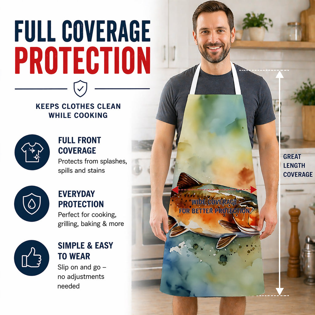 Brown Trout Apron Cooking Kitchen Server Baking Crafts Gardening for Adult Women Men, Unisex, Large, Multicolor