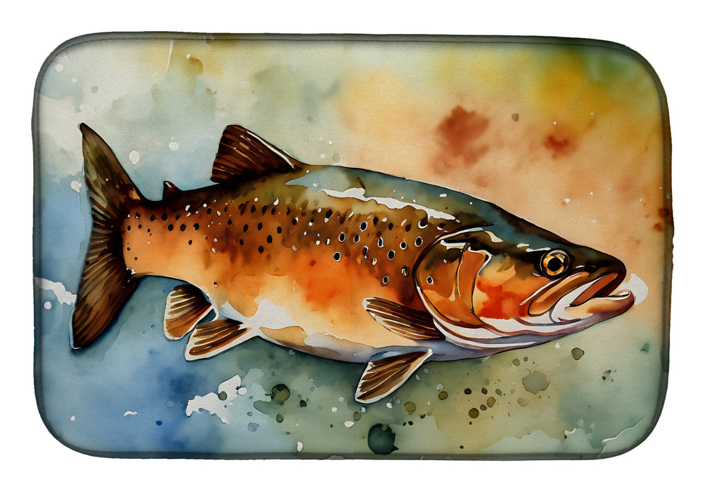 Brown Trout Dish Drying Mat Absorbent Dish Drying Mat Pad for Kitchen Counter Dish Drainer Mat for Countertop, 14 x 21", Multicolor