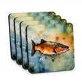 Brown Trout Foam Coasters Set of 4 Cup Coasters for Indoor Outdoor, Tabletop Protection, Anti Slip, Mouse pad Material