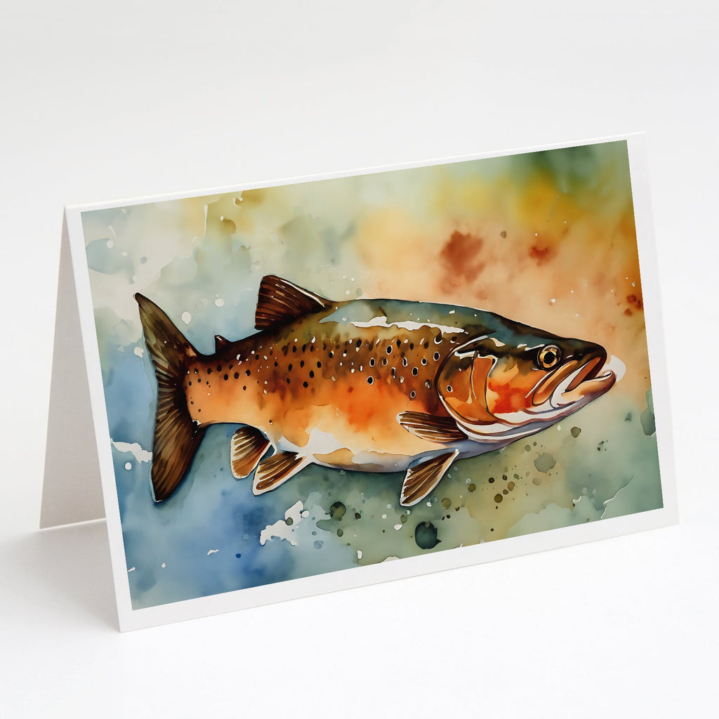 Brown Trout Greeting Cards Pack of 8 Blank Cards with Envelopes Whimsical A7 Size 5x7
