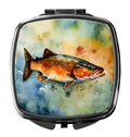 Brown Trout Compact Mirror Decorative Travel Makeup Mirror for Women Girls Gifts Pocket Makeup Mirror Folding Handheld