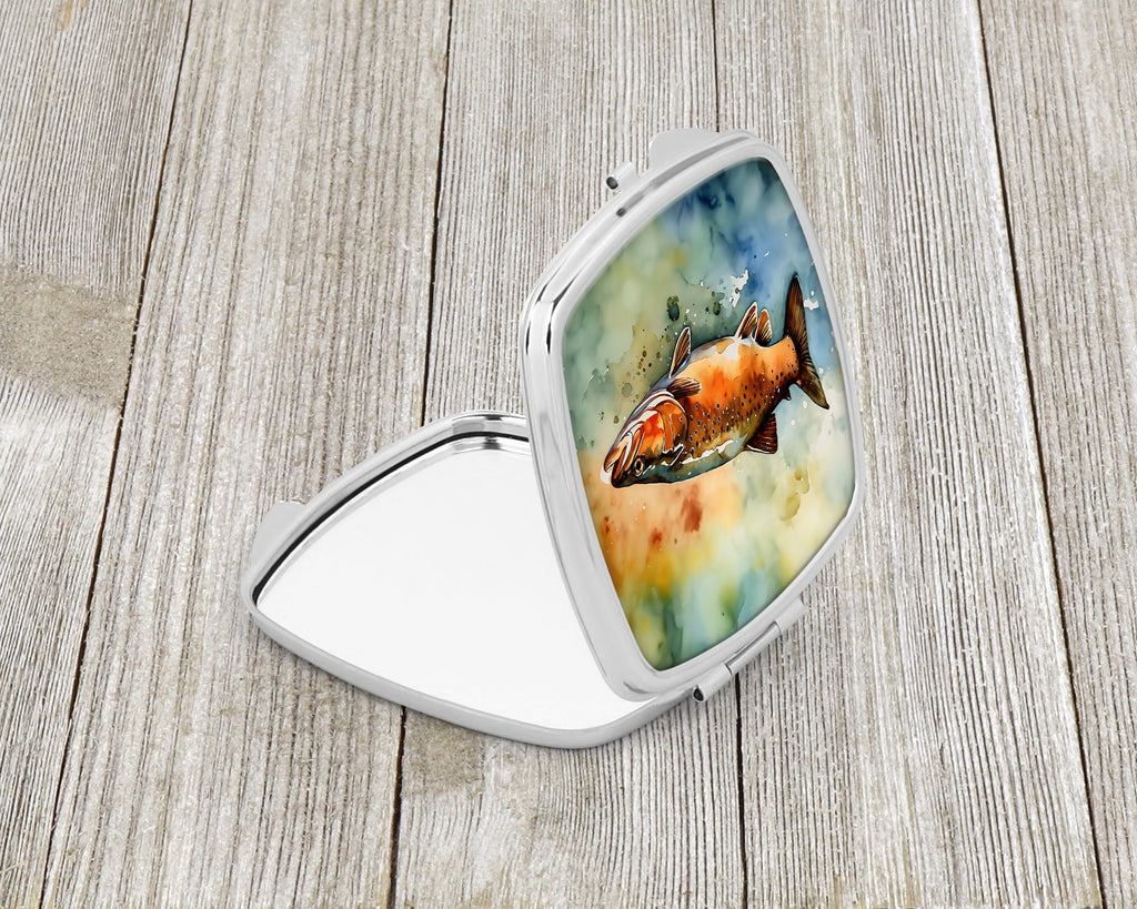 Brown Trout Compact Mirror Decorative Travel Makeup Mirror for Women Girls Gifts Pocket Makeup Mirror Folding Handheld