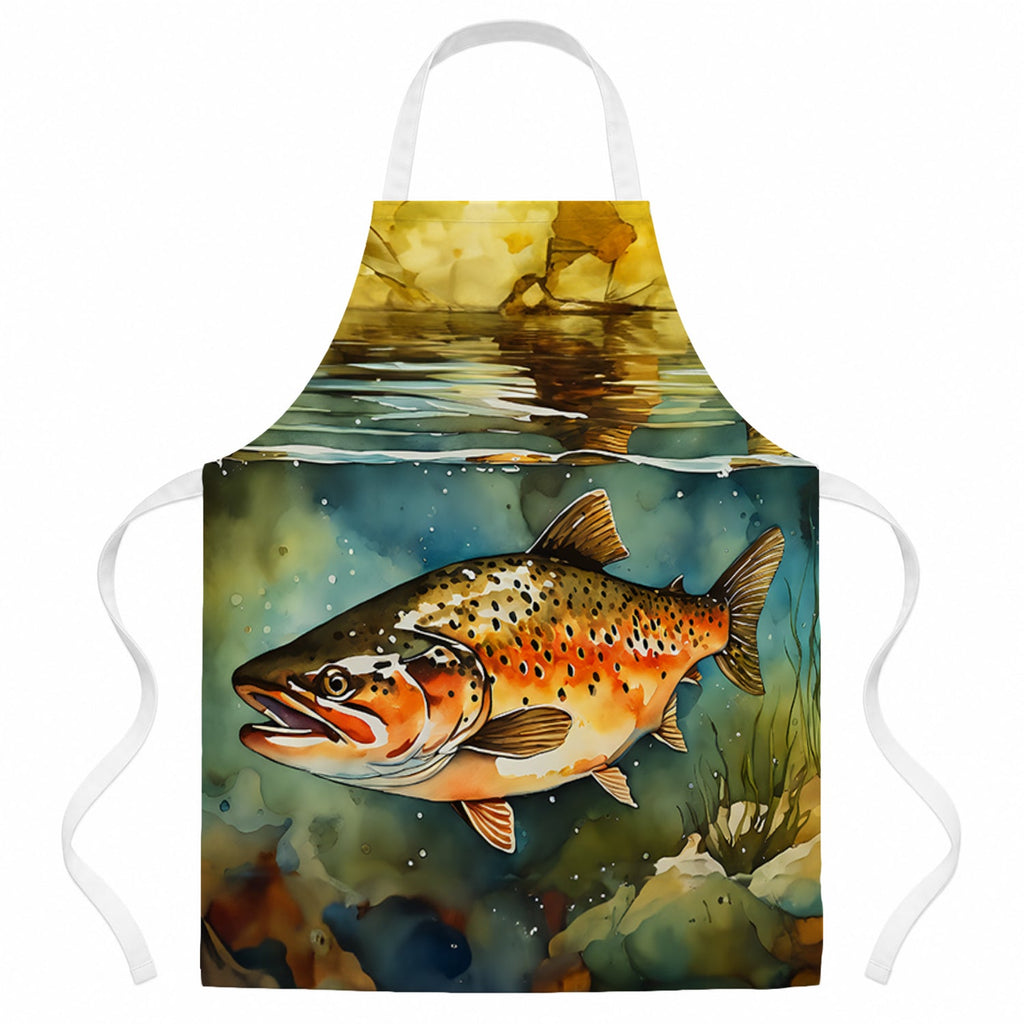 Brown Trout Apron Cooking Kitchen Server Baking Crafts Gardening for Adult Women Men, Unisex, Large, Multicolor