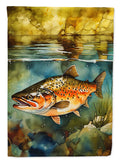 Brown Trout House Flag 28x40 Porch Sleeve Pole Decorative Outside Yard Banner Artwork Wall Hanging, Polyester