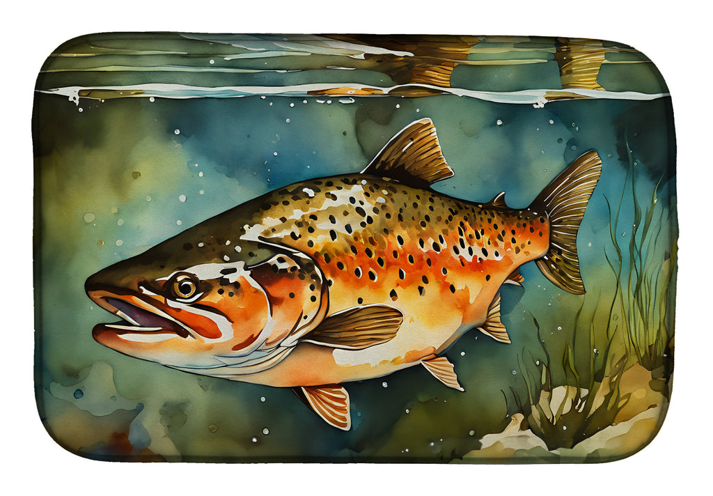 Brown Trout Dish Drying Mat Absorbent Dish Drying Mat Pad for Kitchen Counter Dish Drainer Mat for Countertop, 14 x 21", Multicolor