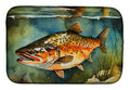 Brown Trout Dish Drying Mat Absorbent Dish Drying Mat Pad for Kitchen Counter Dish Drainer Mat for Countertop, 14 x 21", Multicolor