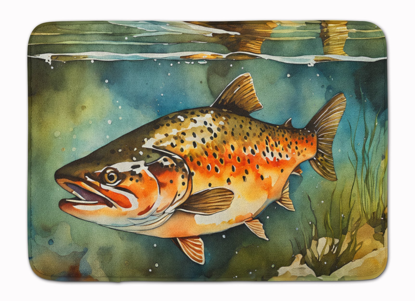 Brown Trout Memory Foam Kitchen Mat Machine Washable Anti-Fatigue Cushion Comfort Bath or Kitchen Rug