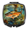 Brown Trout Compact Mirror Decorative Travel Makeup Mirror for Women Girls Gifts Pocket Makeup Mirror Folding Handheld
