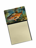 Brown Trout Watercolor Sticky Note Holder Refillable Dispenser Desk Accessory 3x3 Pad Gift