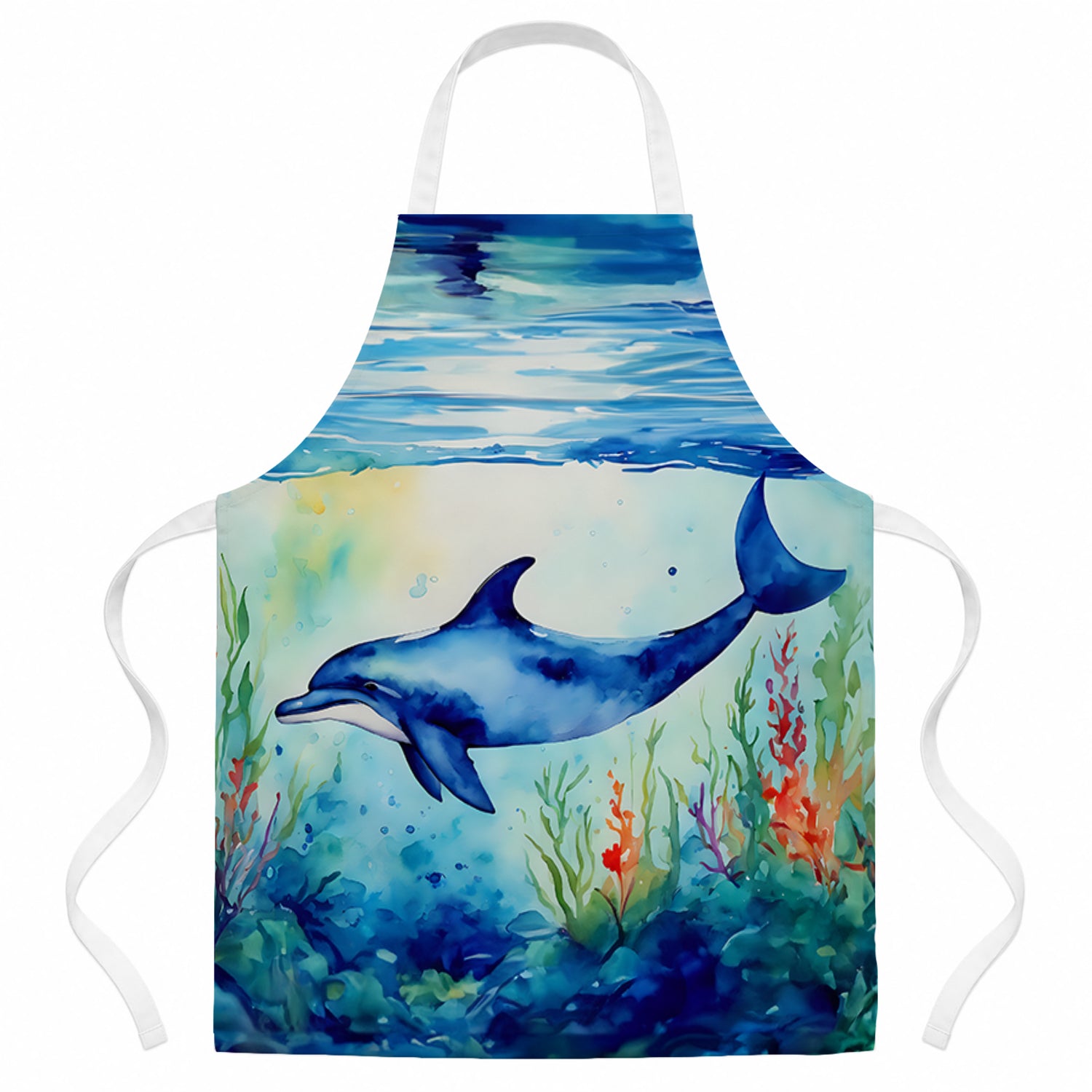 Dolphin Apron Cooking Kitchen Server Baking Crafts Gardening for Adult Women Men, Unisex, Large, Multicolor